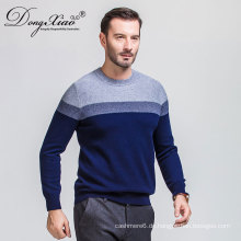 Winter Rundhals gestreift Kontrastfarbe Classic Fashion Slim Mans 100% Kaschmirpullover